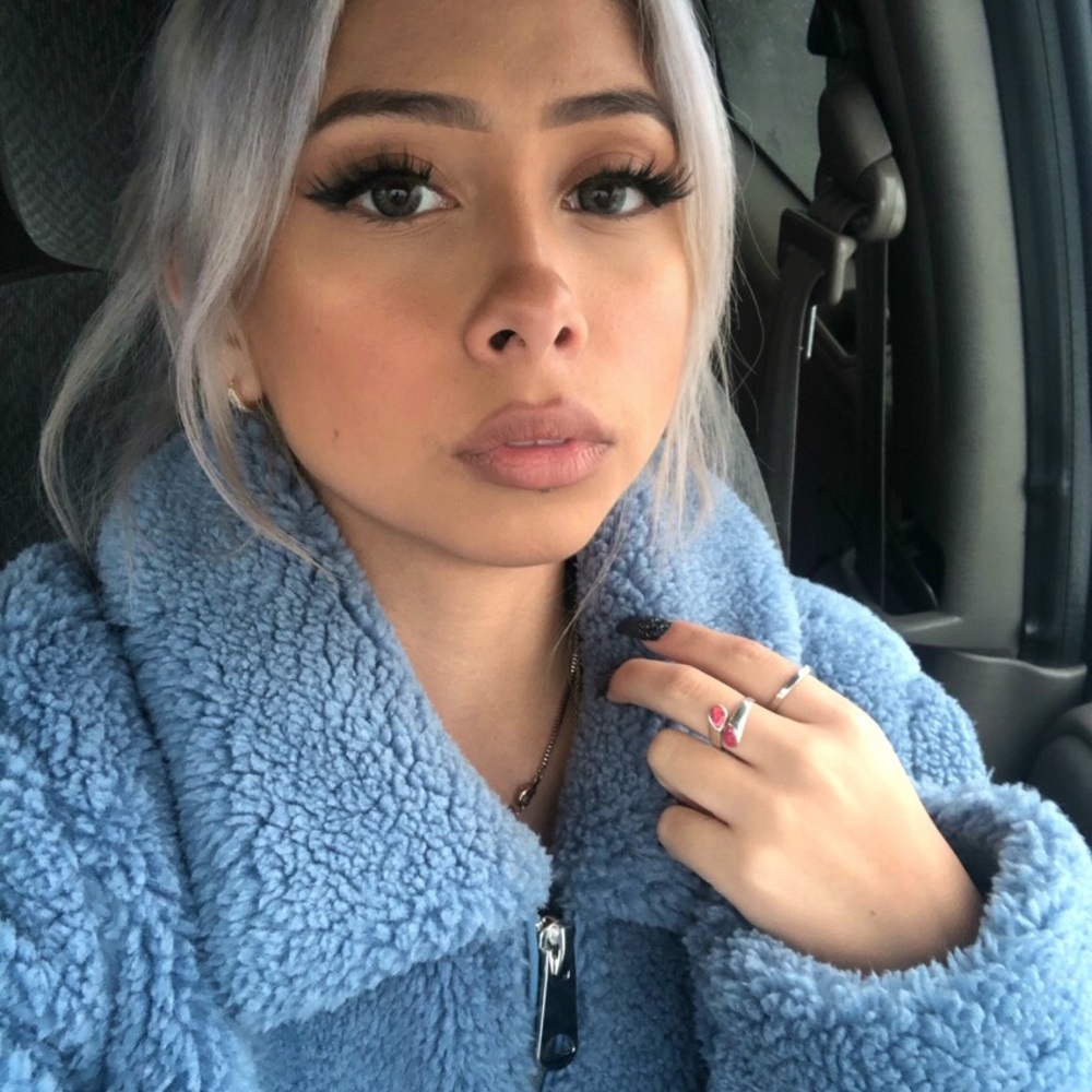 Designer (Nordstrom) baby blue teddy coat